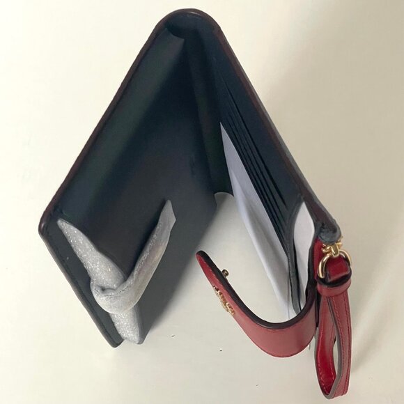 Coach CW780 Phone Tech ID Wallet Wristlet Blue Red Signature Canvas Clutch Bag - Picture 6 of 8